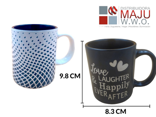 Mug Ceramico Colores Con Relieve Y Mensajes