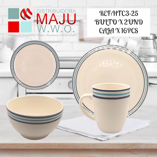 Vajilla De 16 Pcs 4 Puestos Color (Blabco