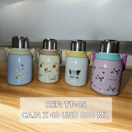 Termo 800 Ml Grande Con Vasos Y Agarradera D