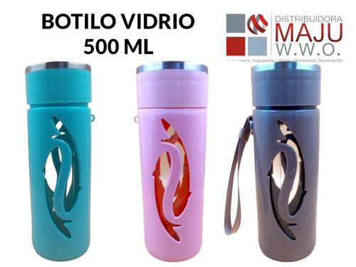 Botilo En Vidrio Con Protector Plastico Y Aga