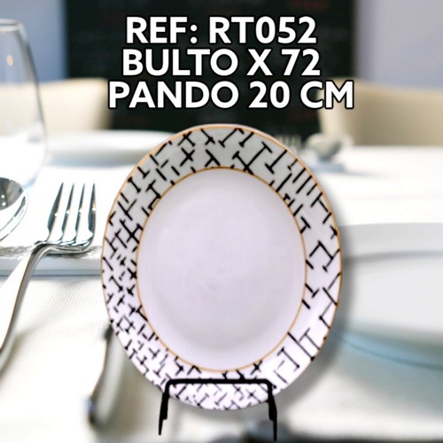 Plato Ceramica Pando Diseño Borde Lineas 20C