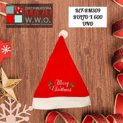 Gorro Navide?O Con Mensaje X12Pcs 28X28Cm