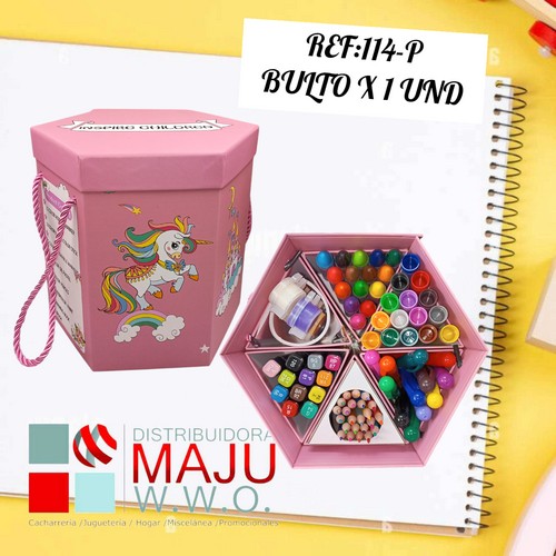 Set De Arte Hexagonal Rosado