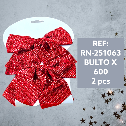 Decoracion Navideña Moños Rojos Con Bril