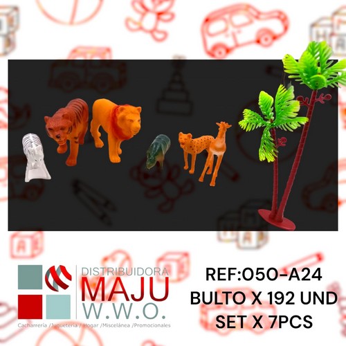 Animales Salvajes Con Palma X7Pcs Chita,