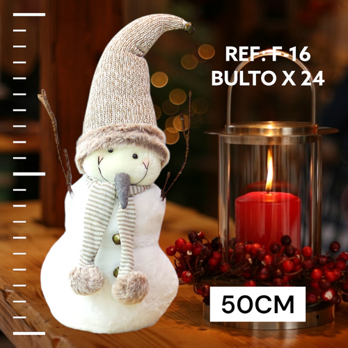 Muñeco De Nieve Navideño Con Bufanda Cafe 50