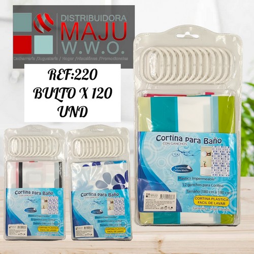 Cortina De Baño Sencilla Con 12 Gancho 180 X 1