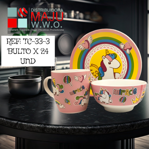 Tc-33-3 Vajilla Personaje Plato Pocillo Y Taza {Do