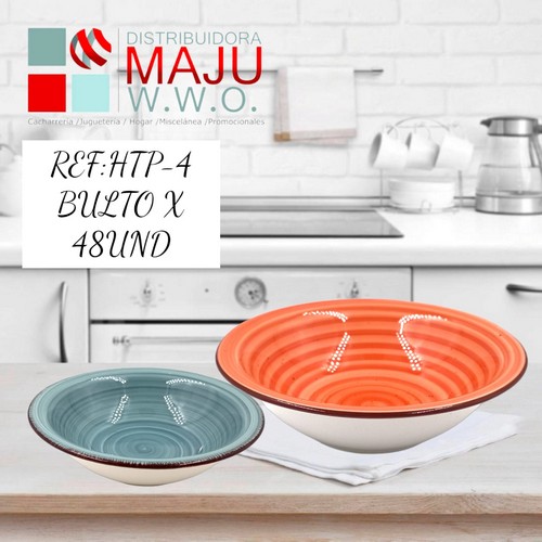 Plato Hondo Con Diseño En Espiral En Varios