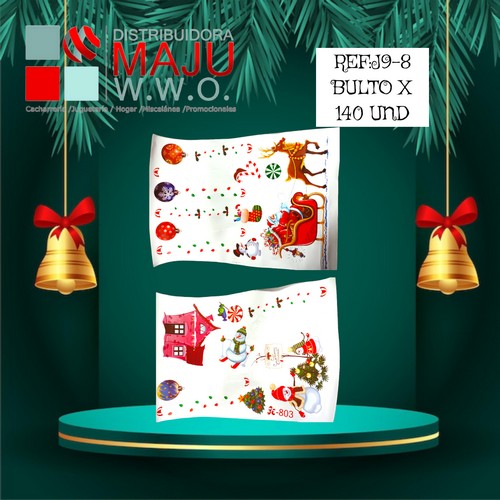 Esticker Navideño Bolas Trineo 36X4Cm