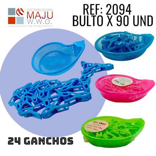 Ganchos De Ropa X24Pcs Con Recipiente Pera Co
