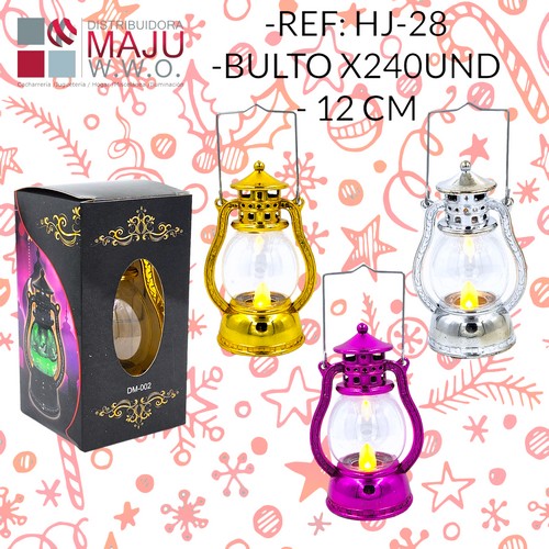 Hj-128 Mini Farol Led Navideño Plata, Oro, Purpura