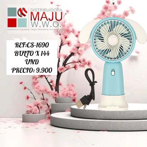 Ventilador Recargable Con Orejas Conejo 9