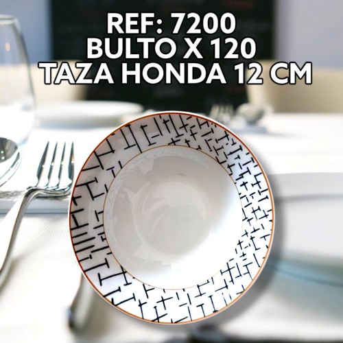 Taza Ceramica Hondo Borde Lineas 12 Cm