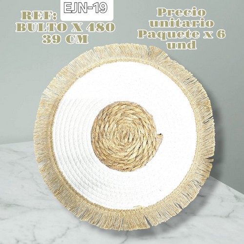 Individual Redondo 39 Cm Tejido Gruesos X6