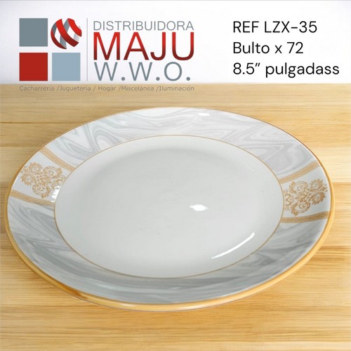 Plato Redondo Bordados Dorado-Figuras 8.5"