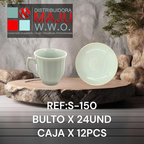 Set De Pocillo Con Relieve Mas Plato X 12Pcs