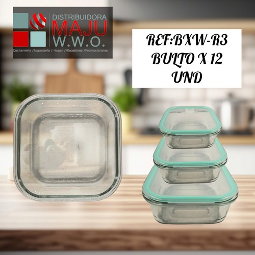 Recipiente Para Alimentos En Vidrio X3Pcs D