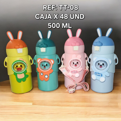 Termo 500Ml Figura Conejos Y Correa Decorati