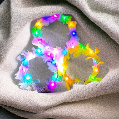 Diadema Plumas Con Luz Multicolor 3 Secuenc