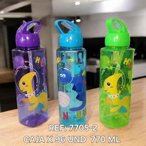 Botilo 770 Ml Cuadrado Dinosaurios Y Espaci