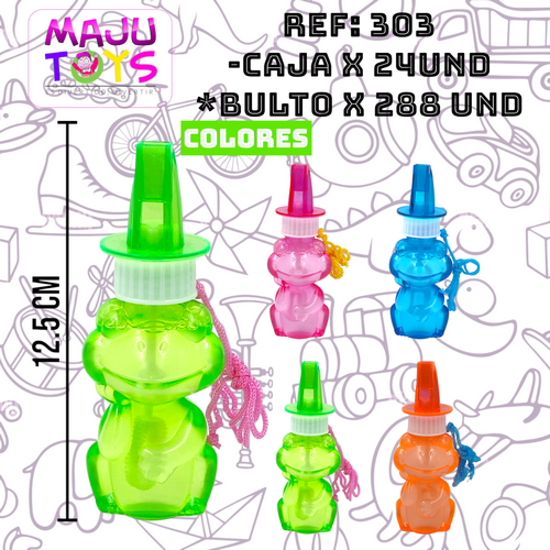 Burbujero Animal Con Pito Colores Neon Cajax24