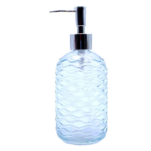 Jabonera De Vidrio Relieve Ondas 450Ml