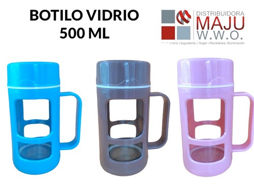 Botilo En Vidrio Con Agarradera Y Colores Var