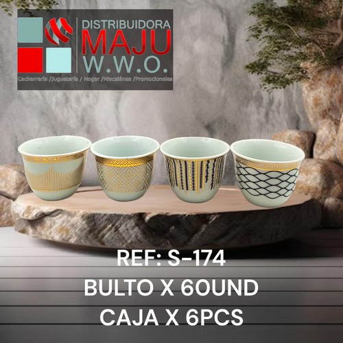 Set De Taza Oriental Con Diseños X 6Pcs 120M