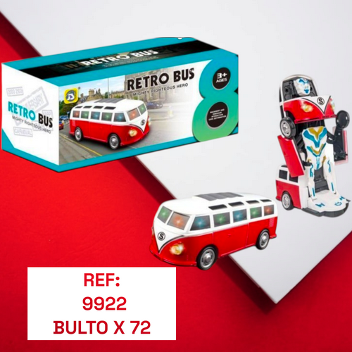 Juguete Transformer Autobus Retro Con Luces Y