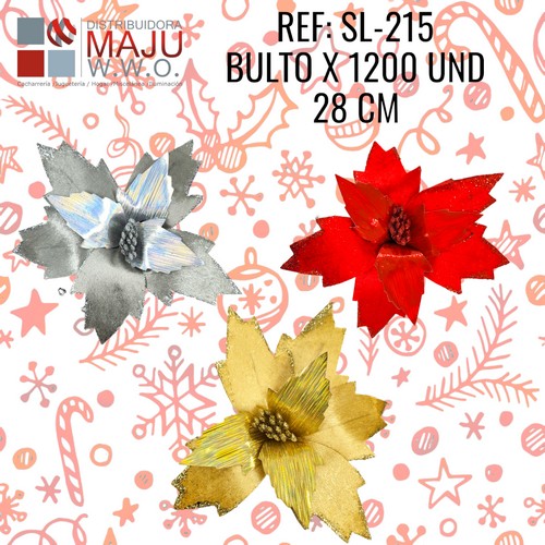 Flores Decoracion Navidad Media Colores Var