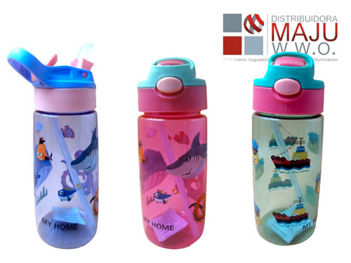Wi-3808 Botilo Plastico De 500Ml Con Estampados Y