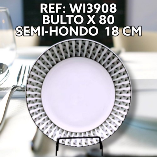 Plato Ceramica Semi Hondo Borde Decorado Li