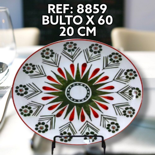 Plato Ceramica Pando Diseño Floral 20 Cm