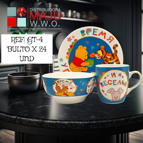Vajilla Personaje Plato Pocillo Y Taza {Do856