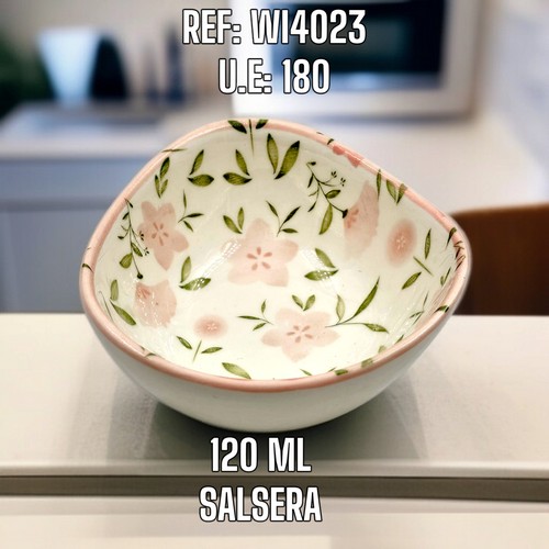 Salsera Ceramica Triangula Flores Con Hoj