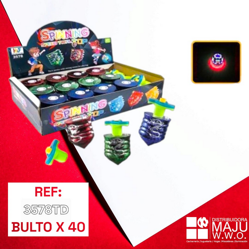 Juguete Trompo Estampado Dragon Con Luces 1