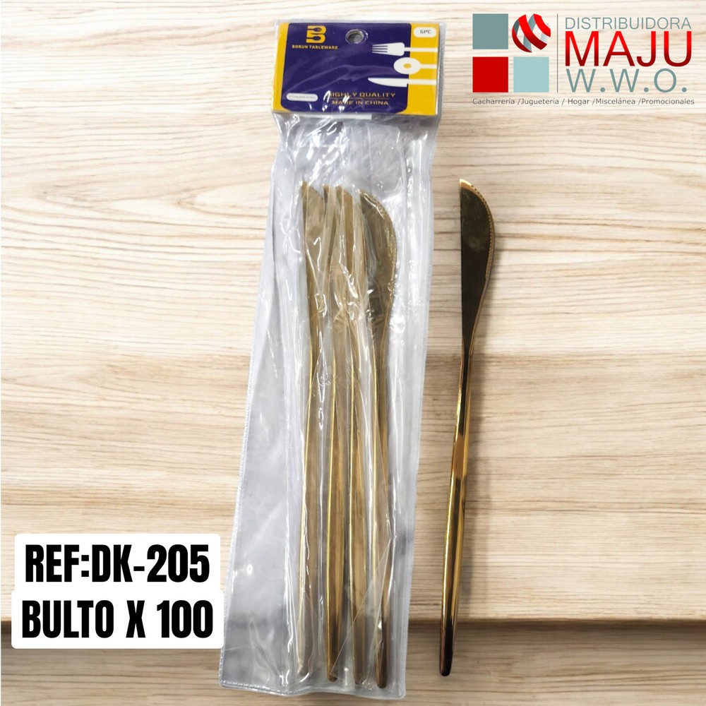 Set De Cuchillos X 6 Tipo Gurmet Dorado