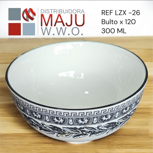 Taza Redonda Con Bordados Negros-300Ml