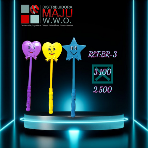 Br-3 Vara Con Luz Forma Corazon Y Estrlla Colores