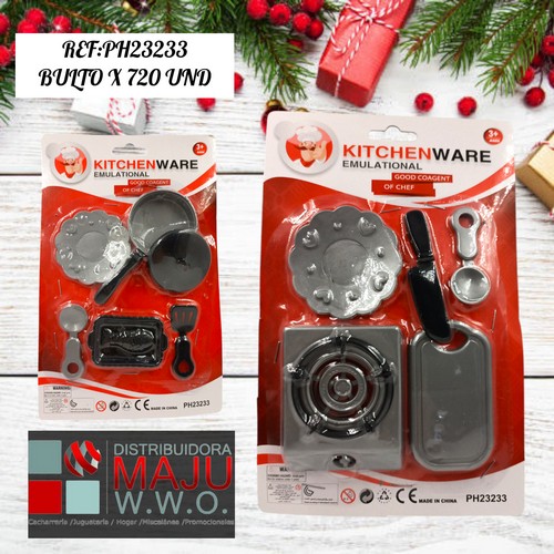 Set De Cocina En Blister Negro Gris