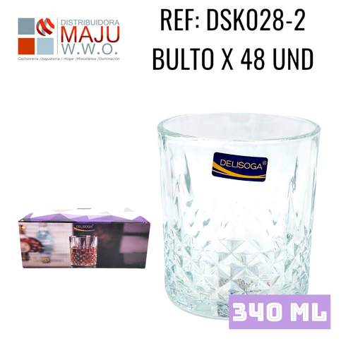 Dskb028-2 Vaso Biselado Diamante Whisky De 340Ml {