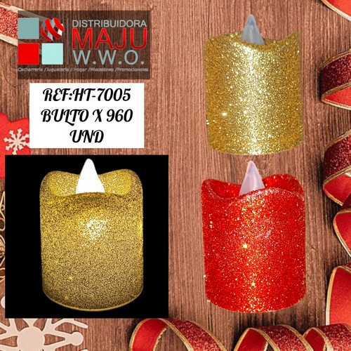 Vela Led Colores Escarchada X12Pcs