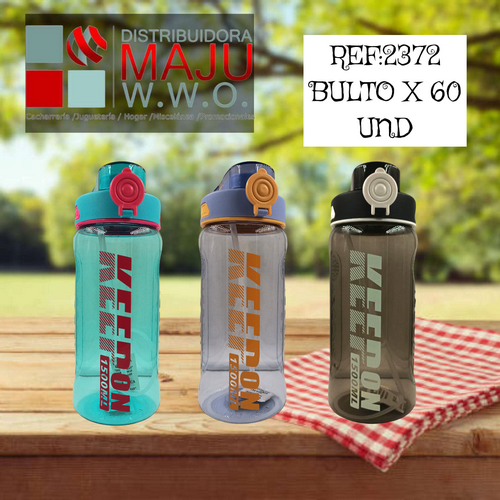 Botilo 1500 Ml Tapa Doble Funcion Colores Viv