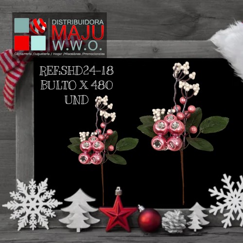 Pin Navideño Frutos Oro Rosa X12Pcs 26Cm