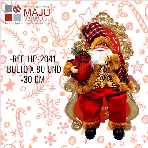 Santa Claus Con Lamparita 30X20Cm
