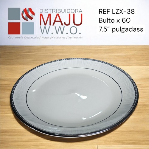 Plato Redondo Bordados Negros-7.5"Pulgadas