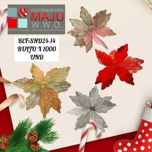 Flor Decoracion Navidad Colores 22Cm