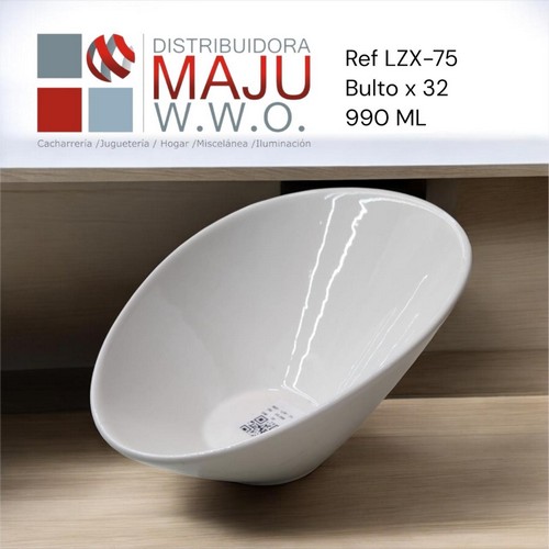 Plato Hondo Curvo Blanco Brillante Ceramica
