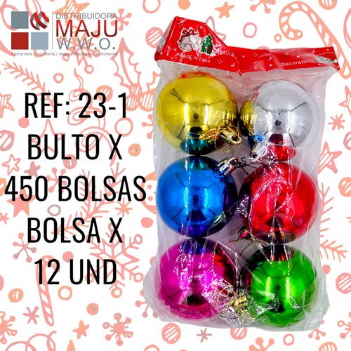 23-1 Mini Bolas Navideñas En Bolsa X12Pcs 12X10Cm